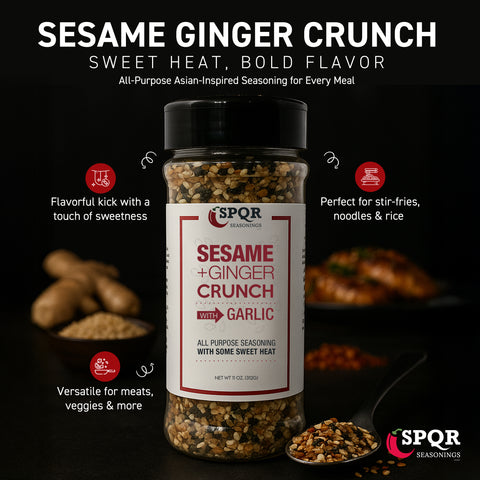 Sesame Ginger Crunch All Purpose Seasoning Blend With A Kick of Sweet Heat