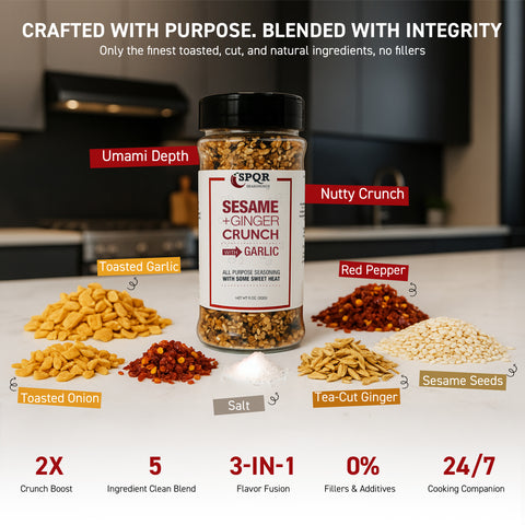 Sesame Ginger Crunch All Purpose Seasoning Blend With A Kick of Sweet Heat
