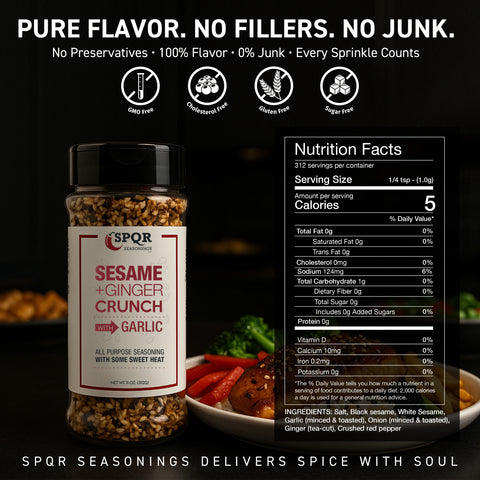Sesame Ginger Crunch All Purpose Seasoning Blend With A Kick of Sweet Heat