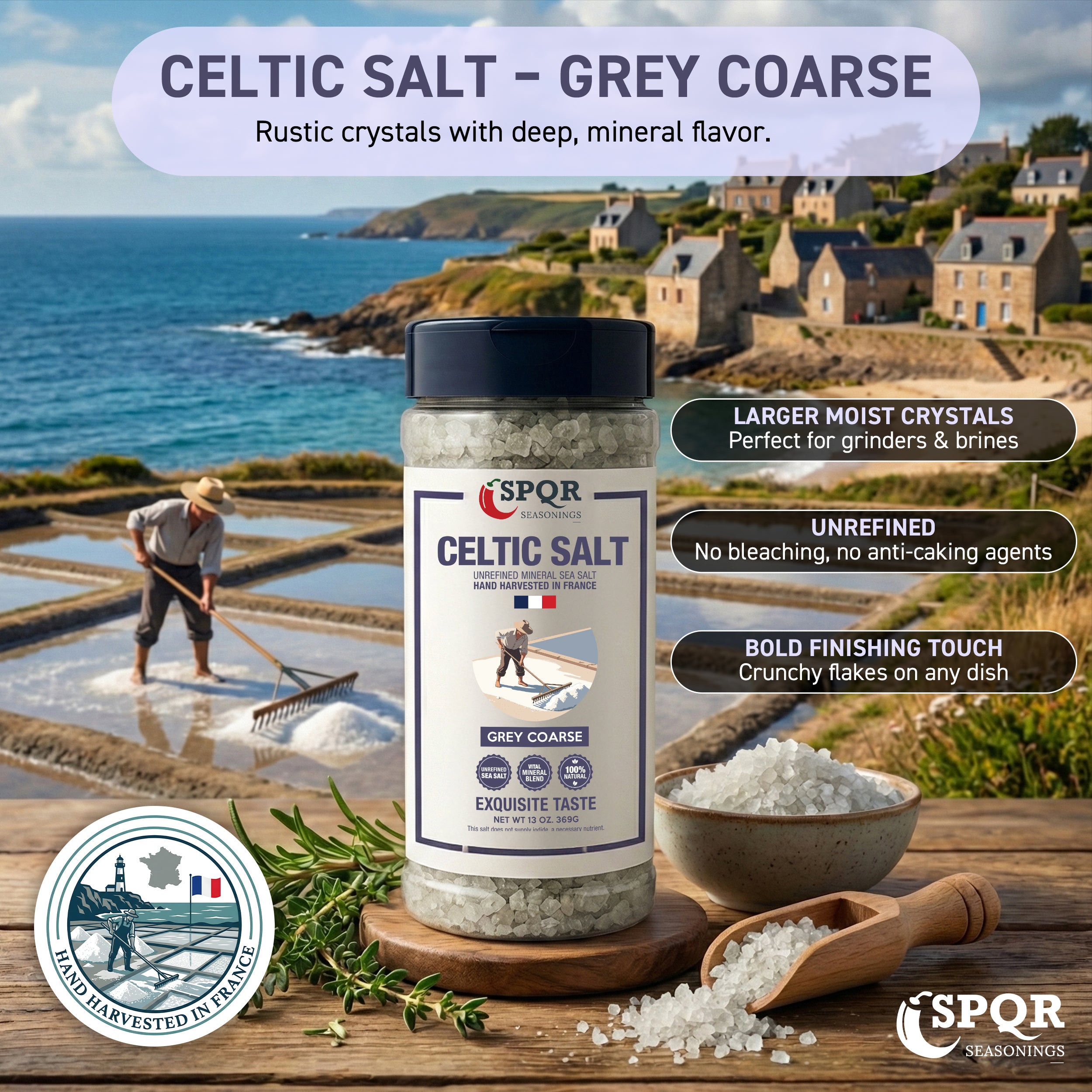 Celtic Salt (13oz) | Unrefined Grey Celtic Sea Salt for Cooking