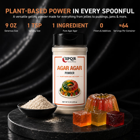 SPQR Seasonings Agar Agar Powder, Red Algae, Vegan Gelatin Substitute, 9 oz