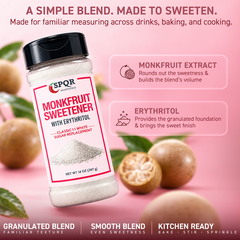 Monk Fruit Sweetener with Erythritol XL 14 oz. bottle by SPQR Seasonings