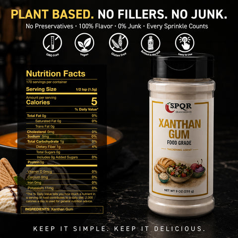 SPQR Seasonings Food-Grade Xanthan Gum Powder, Gluten-Free, Non-GMO, 9 oz